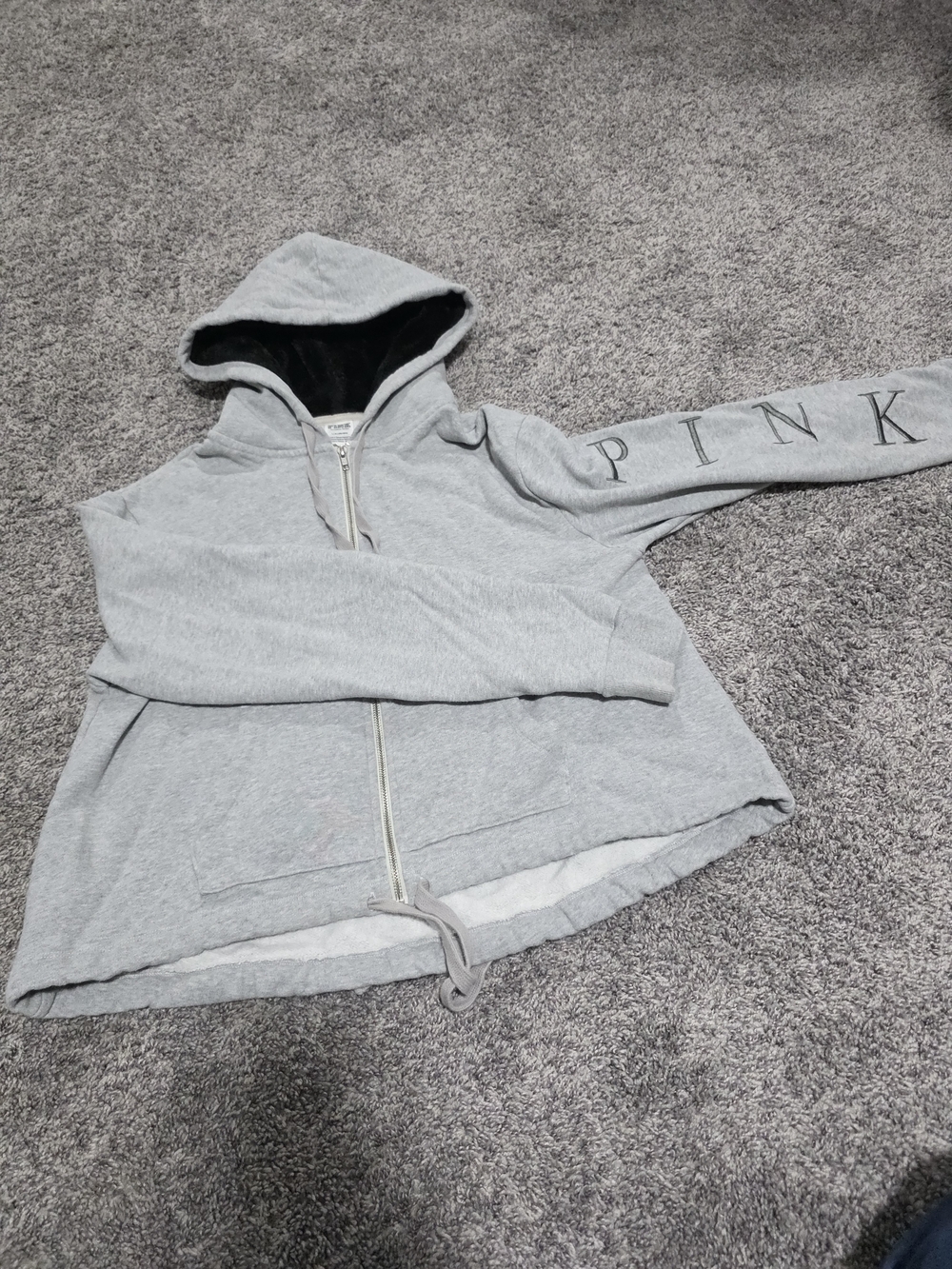 PINK Victoria's Secret Girls' Light Gray Hooded Zip Jacket